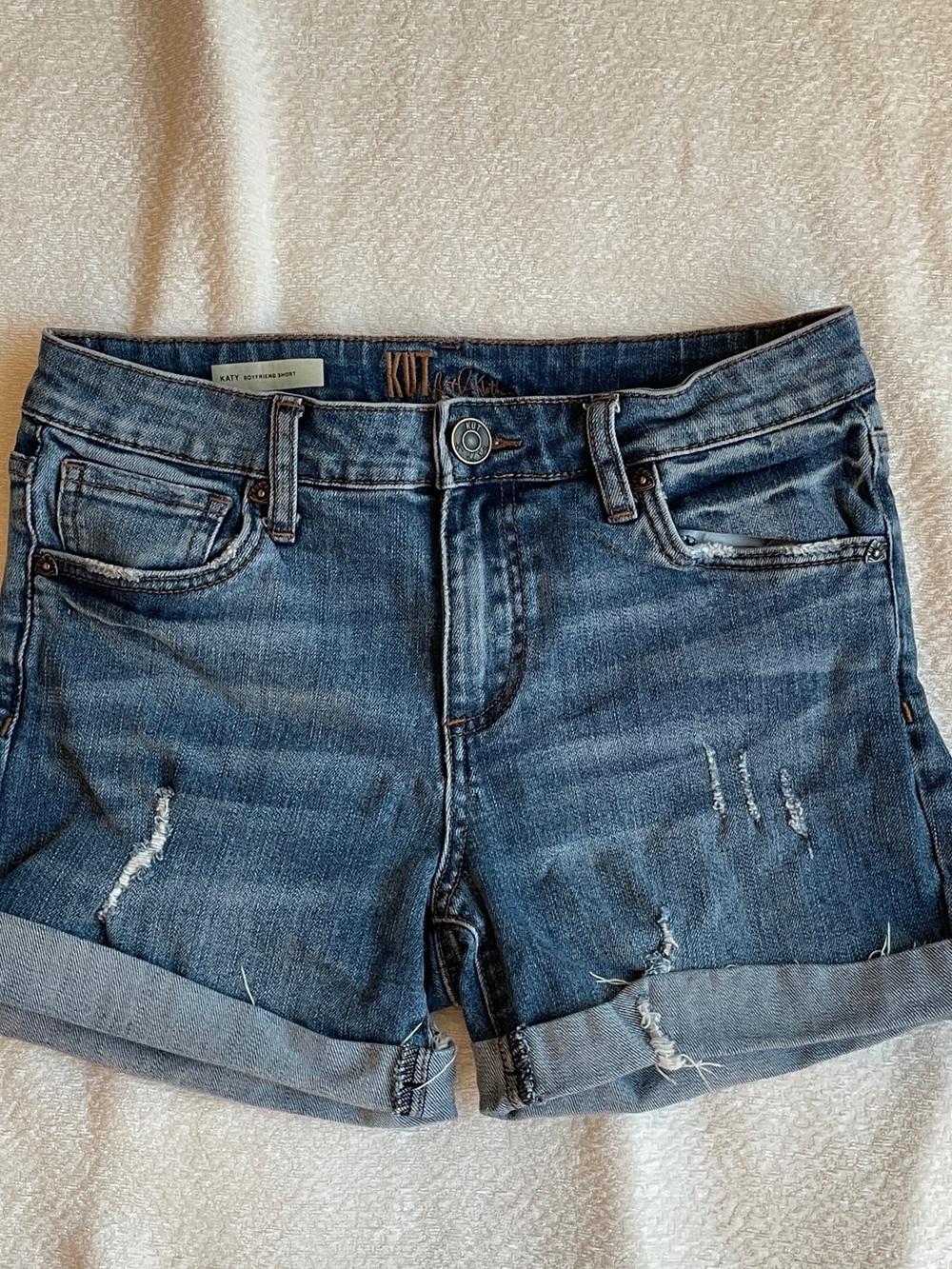 Kut From the Kloth Jean Shorts Womens 0 Medium Wash Boyfriend Cutoff Beachy Boho